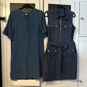 Two denim/jean dresses Zac & Rachel size 10, Old Navy size Medium 👗